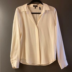 theory white silk blouse size medium